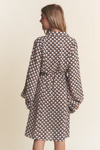 Load image into Gallery viewer, J.NNA Geometric Balloon Long Sleeve Midi Dress
