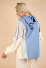 Load image into Gallery viewer, VERY J Exposed Seam Color Block Half Button Hoodie
