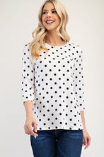 Load image into Gallery viewer, Celeste Full Size Polka Dot Round Neck Three-Quarter Sleeve T-Shirt
