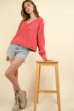 Load image into Gallery viewer, VERY J Exposed Seam V-Neck Ribbed Knit Top
