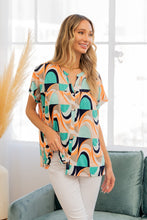 Load image into Gallery viewer, Sew In Love Wrinkle-Free Geometric Short Sleeve Shirt
