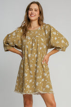 Load image into Gallery viewer, Umgee Raw Hem Floral Print Round Neck Denim Dress
