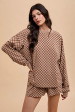 Load image into Gallery viewer, Annie Wear Checkered Round Neck Top and Drawstring Shorts Set
