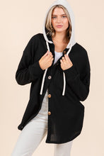 Load image into Gallery viewer, BOMBOM Textured Button Down Drawstring Hooded Shacket
