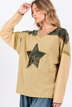 Load image into Gallery viewer, SAGE + FIG Star Patch Long Sleeve Color Block T-Shirt

