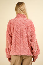 Load image into Gallery viewer, VERY J Fuzzy Fleece Half Zip Cable Pattern Sweatshirt
