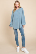 Load image into Gallery viewer, BOMBOM Long Sleeve Curved Hem Ribbed T-Shirt
