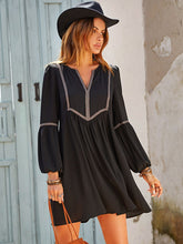 Load image into Gallery viewer, Ruched Notched Long Sleeve Mini Dress
