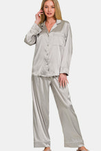 Load image into Gallery viewer, Zenana Satin Long Sleeve Shirt and Pants Pajama Set
