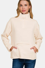 Load image into Gallery viewer, Zenana Turtleneck Half Snap Fleece Sweatshirt
