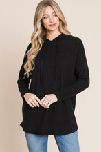 Load image into Gallery viewer, BOMBOM Contrast Drawstring Drop Shoulder Knit Hoodie
