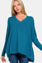 Load image into Gallery viewer, Zenana V-Neck Side Slit High-Low Sweater
