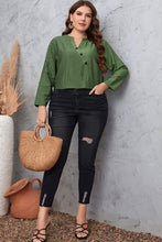 Load image into Gallery viewer, Plus Size Striped Notched Neck Top
