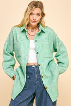 Load image into Gallery viewer, Davi &amp; Dani Curved Hem Heathered Dropped Shoulder Shacket
