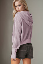 Load image into Gallery viewer, Double Take Waffle-Knit Zip Up Long Sleeve Hooded Jacket
