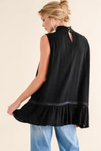 Load image into Gallery viewer, And The Why Lace Detail Sleeveless Ruffled Top
