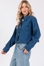 Load image into Gallery viewer, bytos Button Down Cropped Denim Jacket with Patch Pockets
