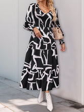 Load image into Gallery viewer, Perfee Smocked Printed Long Sleeve Midi Dress
