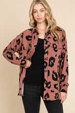 Load image into Gallery viewer, BOMBOM Animal Print Button Up Knit Shacket
