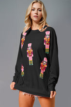 Load image into Gallery viewer, Double Take Sequin Nutcracker Round Neck Long Sleeve Sweatshirt
