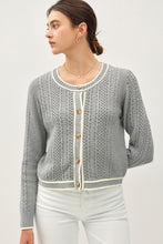 Load image into Gallery viewer, Be Cool Cable Knit Long Sleeve Contrast Edge Cardigan
