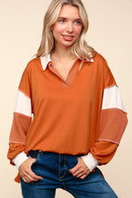 Load image into Gallery viewer, Haptics Color Block Exposed Seam Long Sleeve Top
