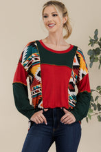 Load image into Gallery viewer, Celeste Full Size Exposed Seam Printed Color Block T-Shirt

