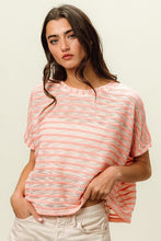 Load image into Gallery viewer, BiBi Braid Striped Short Sleeve Round Neck T-Shirt
