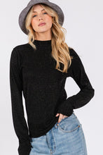 Load image into Gallery viewer, SAGE + FIG Glitter Mock Neck Lettuce Hem Long Sleeve Top
