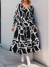 Load image into Gallery viewer, Perfee Smocked Printed Long Sleeve Midi Dress
