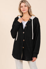Load image into Gallery viewer, BOMBOM Textured Button Down Drawstring Hooded Shacket
