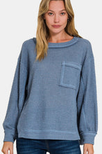 Load image into Gallery viewer, Zenana Exposed Seam Side Slit Long Sleeve Top
