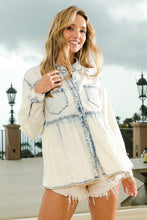 Load image into Gallery viewer, BiBi Snap Down Peplum Washed Shirt
