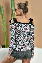 Load image into Gallery viewer, BiBi Leopard Shoulder Tie Long Sleeve Top

