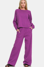 Load image into Gallery viewer, Zenana Round Neck Raglan Sleeve Top and Elastic Waist Pants Set
