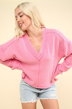 Load image into Gallery viewer, VERY J Exposed Seam V-Neck Ribbed Knit Top
