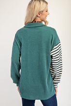 Load image into Gallery viewer, Celeste Full Size Striped Button Up Dropped Shoulder Shacket
