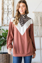 Load image into Gallery viewer, Heimish Full Size Leopard Quarter Zip Mock Neck Sweatshirt
