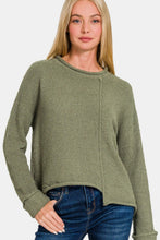 Load image into Gallery viewer, Zenana Asymmetric Hem Drop Shoulder Sweater
