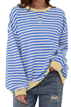 Load image into Gallery viewer, Striped Round Neck Long Sleeve Sweatshirt
