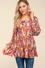 Load image into Gallery viewer, Haptics Full Size Peplum Floral Square Neck Blouse
