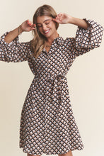 Load image into Gallery viewer, J.NNA Geometric Balloon Long Sleeve Midi Dress
