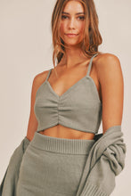 Load image into Gallery viewer, MABLE 3 Pieces Sweater Set with Crop Cami, Mini Skirt, Cardigan
