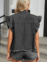 Load image into Gallery viewer, Raw Hem Cap Sleeve Denim Jacket
