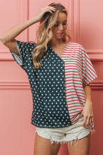 Load image into Gallery viewer, BiBi US Flag Themed Color Block Short Sleeve T-Shirt
