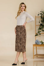 Load image into Gallery viewer, Celeste Full Size Leopard A-Line Midi Skirt

