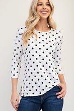Load image into Gallery viewer, Celeste Full Size Polka Dot Round Neck Three-Quarter Sleeve T-Shirt
