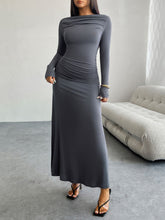 Load image into Gallery viewer, Devine Ruched Long Sleeve Maxi Dress
