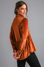 Load image into Gallery viewer, Umgee Peplum Button Up Long Sleeve Shirt
