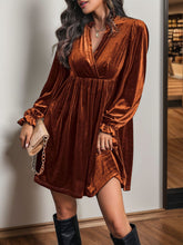 Load image into Gallery viewer, Perfee Ruched Surplice Long Sleeve Mini Dress
